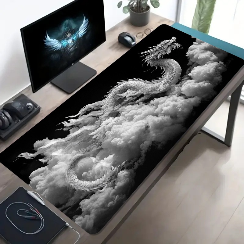 Desk Setup Black And White - Alfombrilla de Ratón para Juegos con