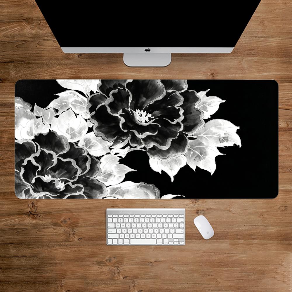 Desk Setup Black And White - Alfombrilla de ratón con diseño de