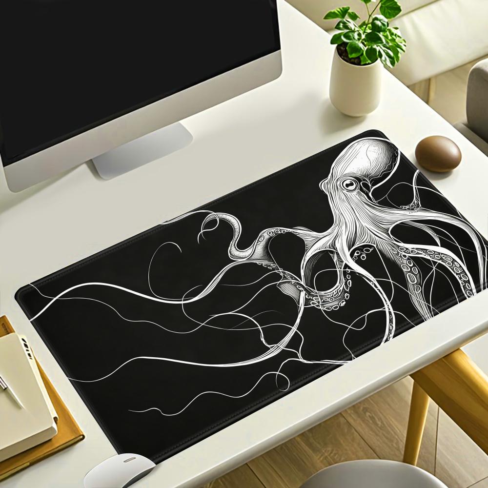 Desk Setup Black And White - Alfombrilla de Ratón HYBXAXC con Diseño