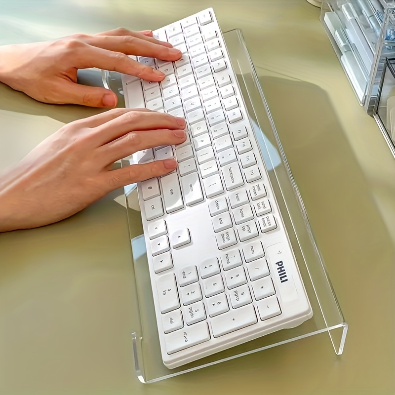 Desk Setup Design - Soporte para teclado acrílico, organizador de