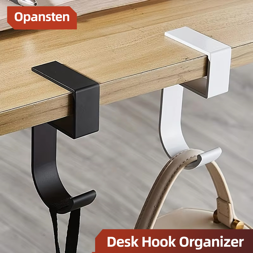 Desk Setup Black And White - Organizador de ganchos de escritorio de