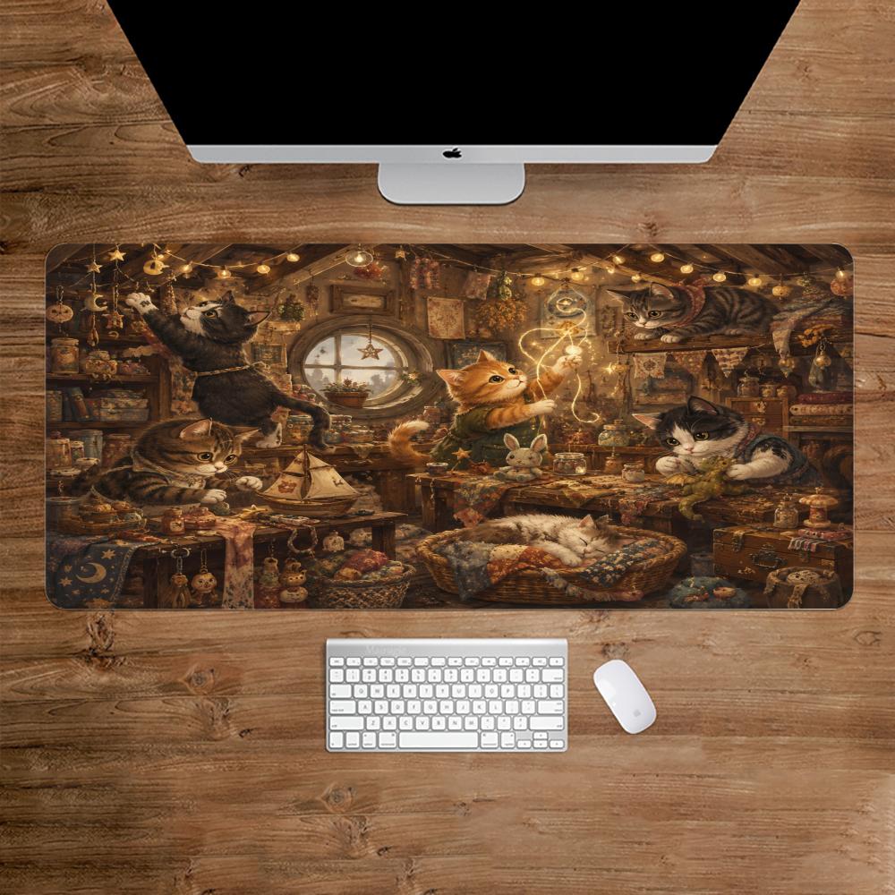 Desk Setup Study - Alfombrilla de ratón para gatos, alfombrilla