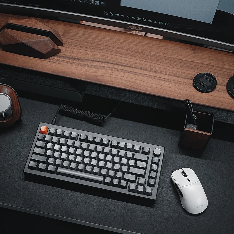 Desk Setup Workspace - Soporte para monitor de nogal macizo,