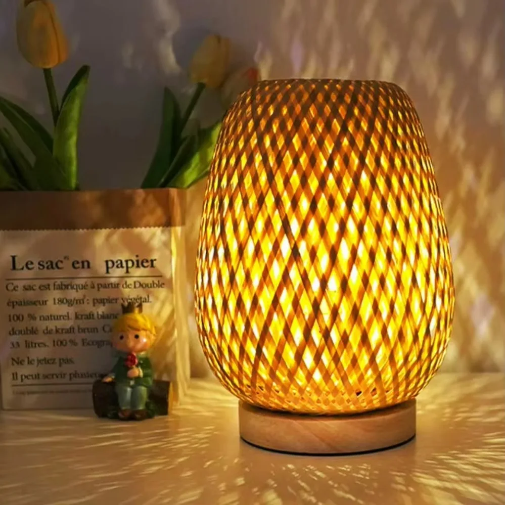 Lámpara tejida de bambú, lámpa - Desk Setup Study reseña y precio