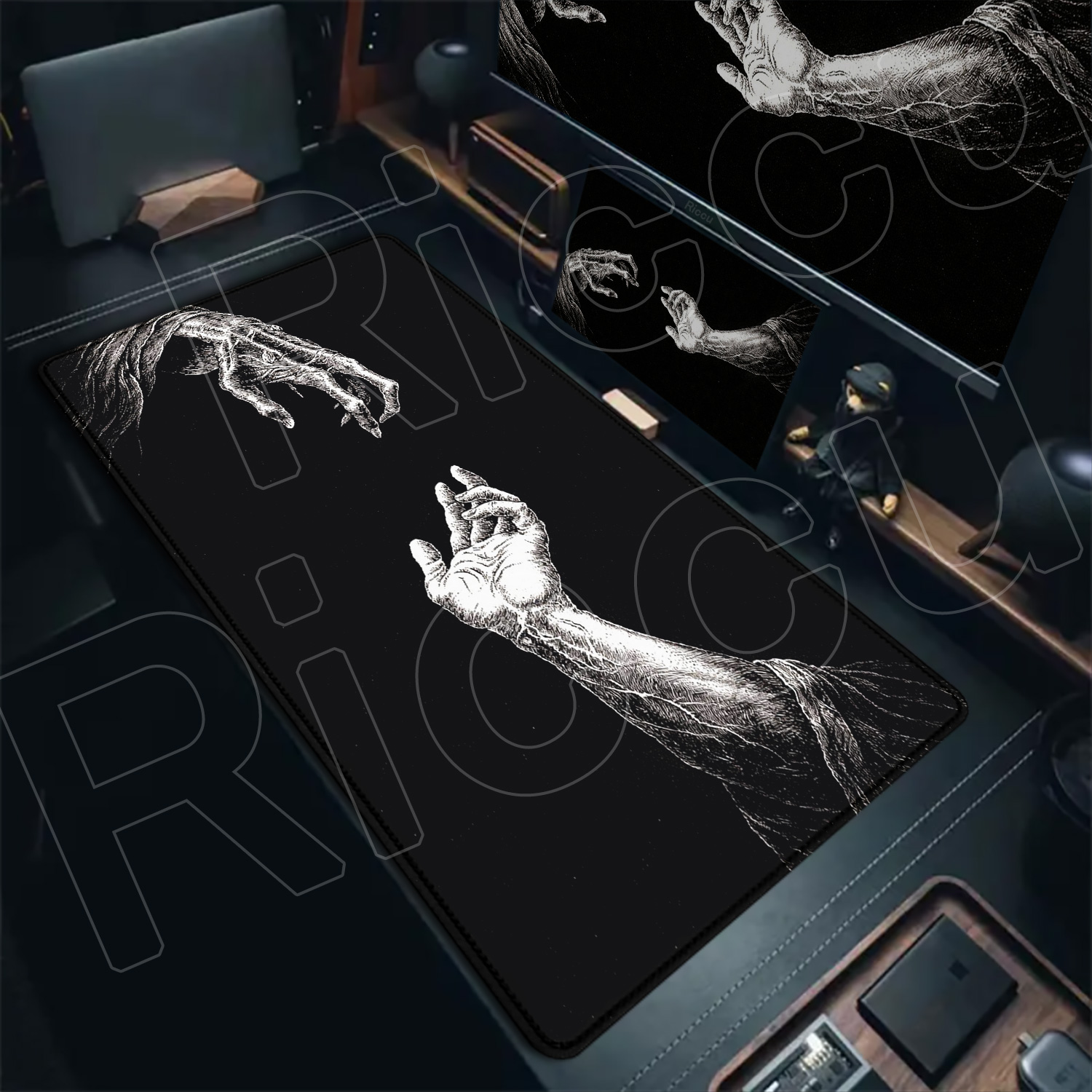 Alfombrilla de ratón grande HD - Desk Setup Black And White reseña y precio