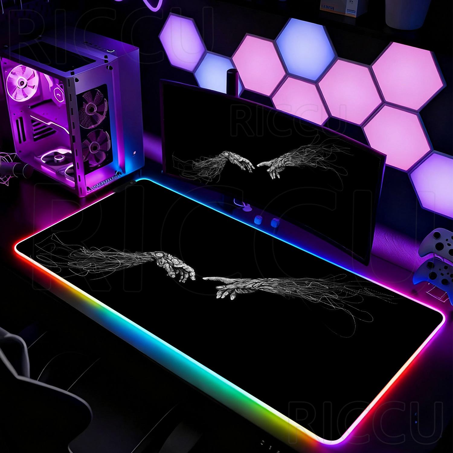 Alfombrilla de Ratón RGB XXL H - Desk Setup Black And White reseña y precio